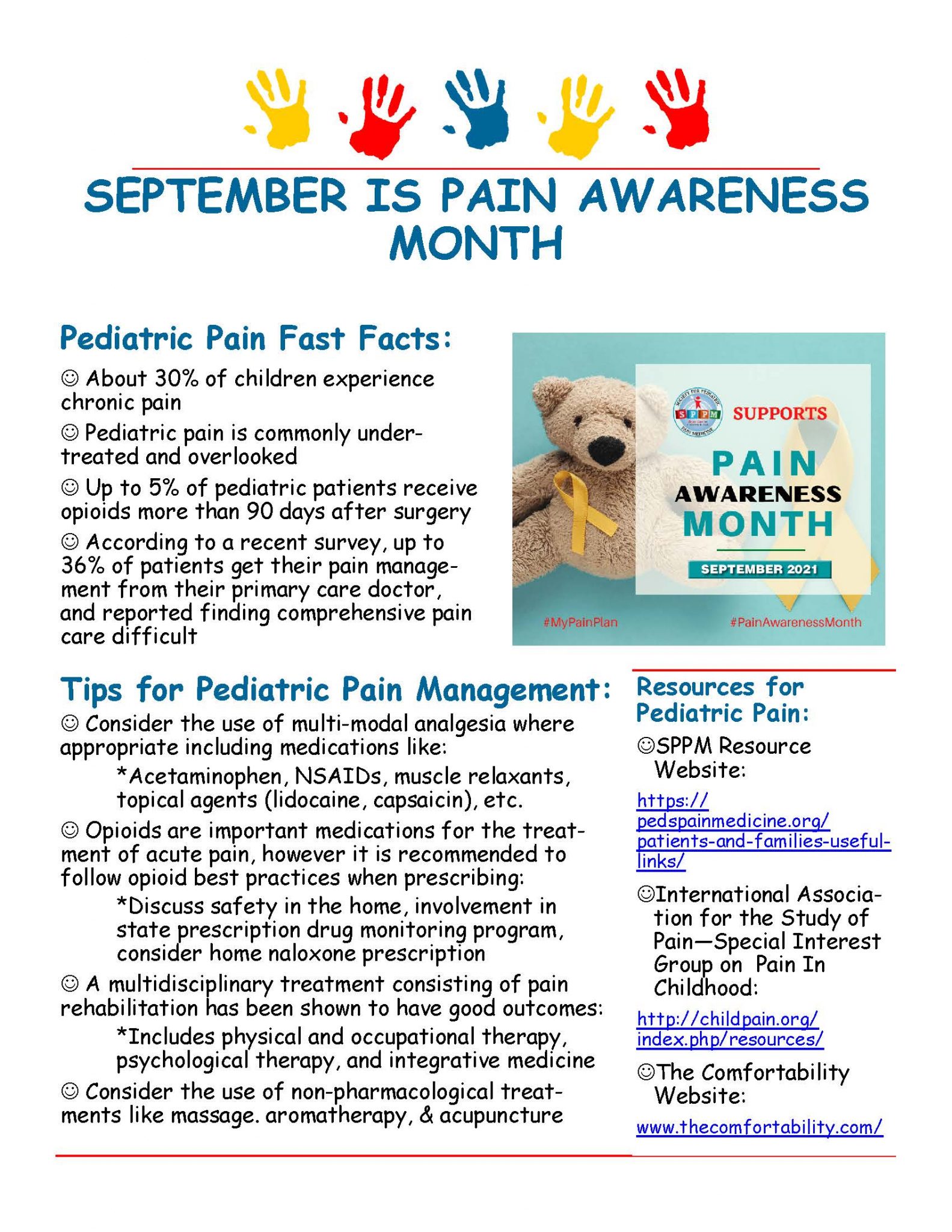 Pain Awareness Month Pediatric Pain Tip Sheet Society for Pediatric